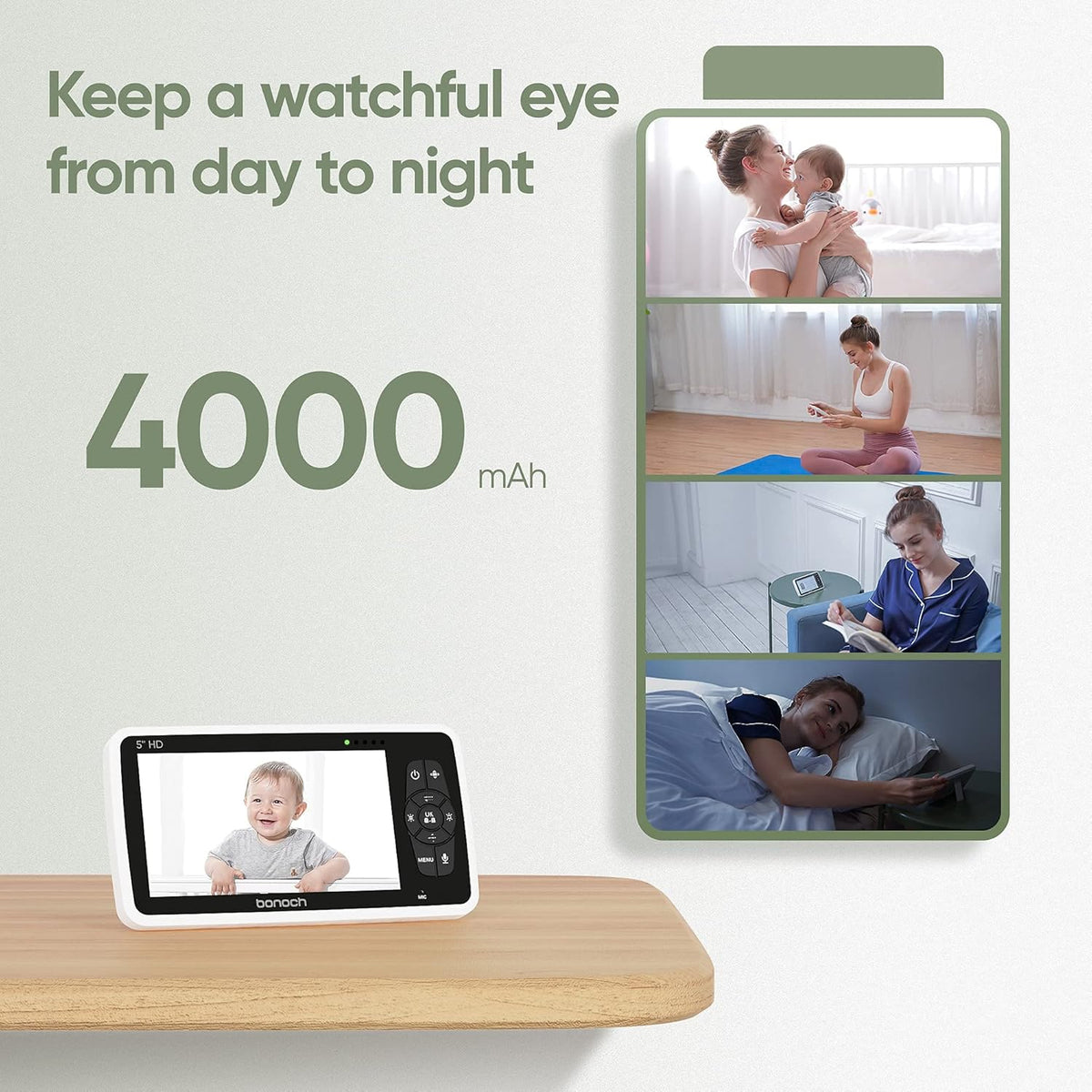 Video Baby Monitor with Camera and Audio, 720P HD Display, Night Vision, 2-Way Audio X36284