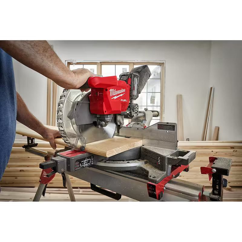 18V Lithium-Ion Brushless Cordless 12 in. Dual Bevel Sliding Compound Miter Saw Kit with Stand and Battery Q567602
