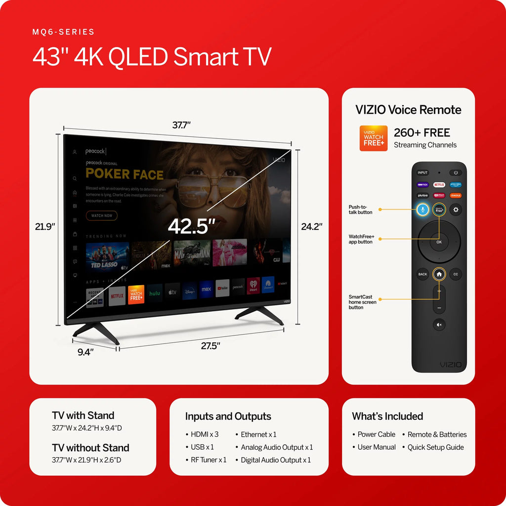 43 Class 4K QLED HDR Smart TV B195