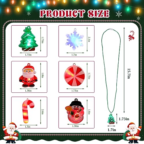 Light up Christmas Bulb Necklace with Santa Claus Tree Snowman Snowflake Candy Decorations 36 Pcs J18214