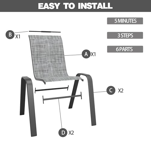 Set of 6 Stackable Textilene Metal Outdoor Chairs C62799