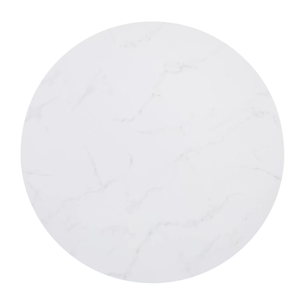 White Marble Finish Coffee Table with Matte Black Frame T55381