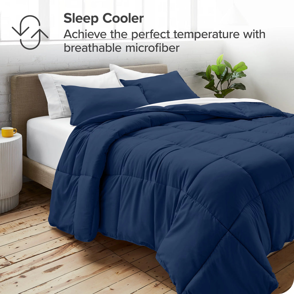 Queen Dark Blue Down Alternative Comforter Set D669