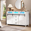 White 6 Drawer Dresser with 2 Sliding Doors S2580