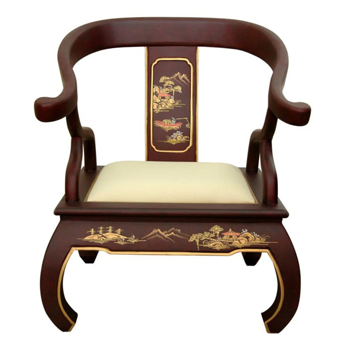 Handmade Wood Black Landscape Ming Chair N8094