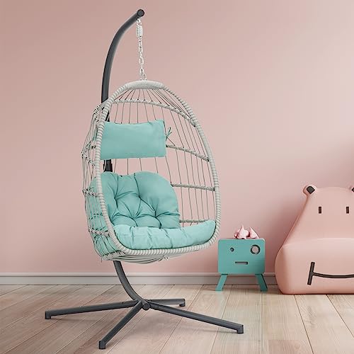 Hanging Egg Chair with Stand and Footrest H885