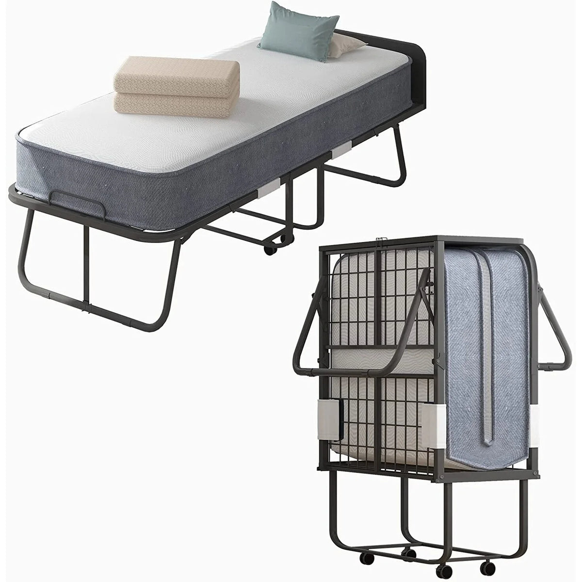 Folding Bed with Mattress and Headboard N2566