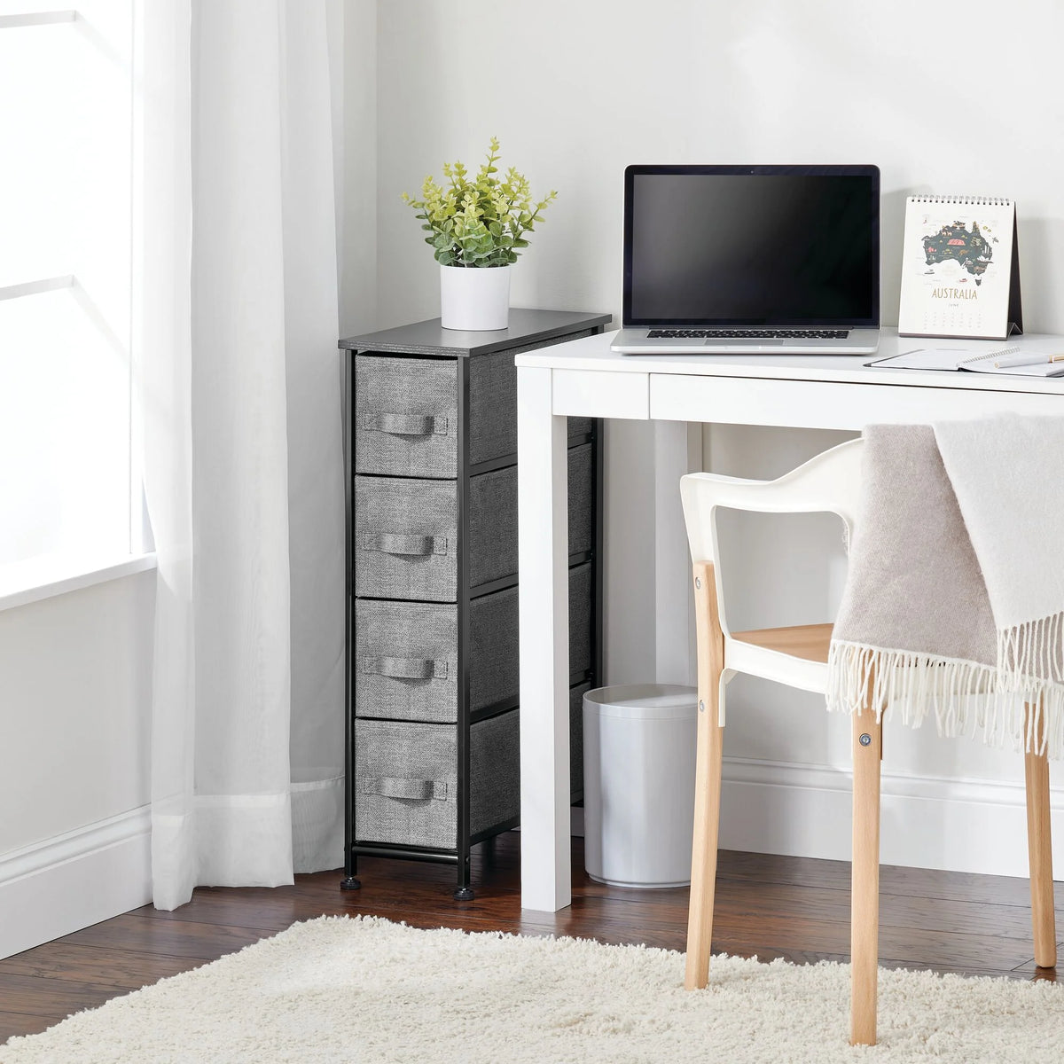 Narrow 4 Fabric Drawers Dresser Q222447