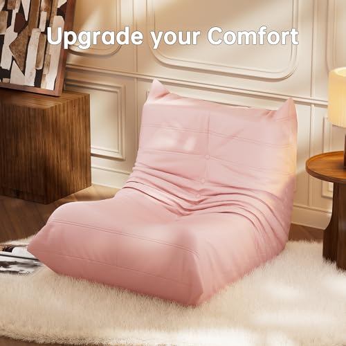 Pink Faux Leather Memory Foam Bean Bag Chair Y62318