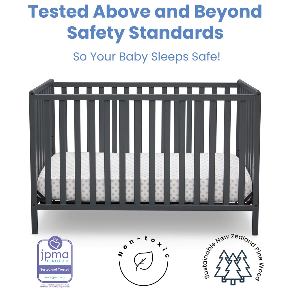 Charcoal Gray 4-in-1 Convertible Baby Crib B1926