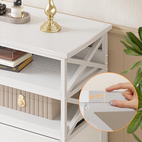 Rustic Brown Dresser TV Stand with 5 Fabric Drawers O139