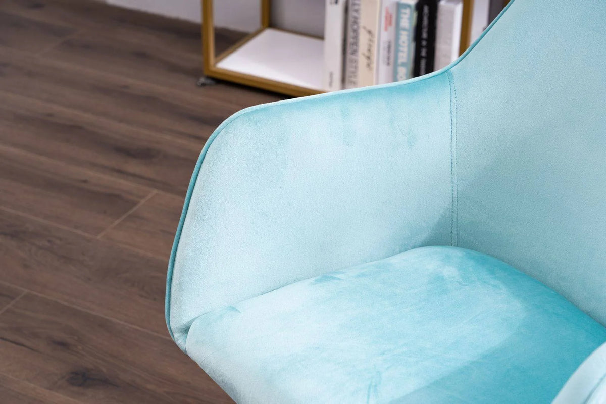 Aqua Light Blue Velvet Adjustable Height Office Chair F7496
