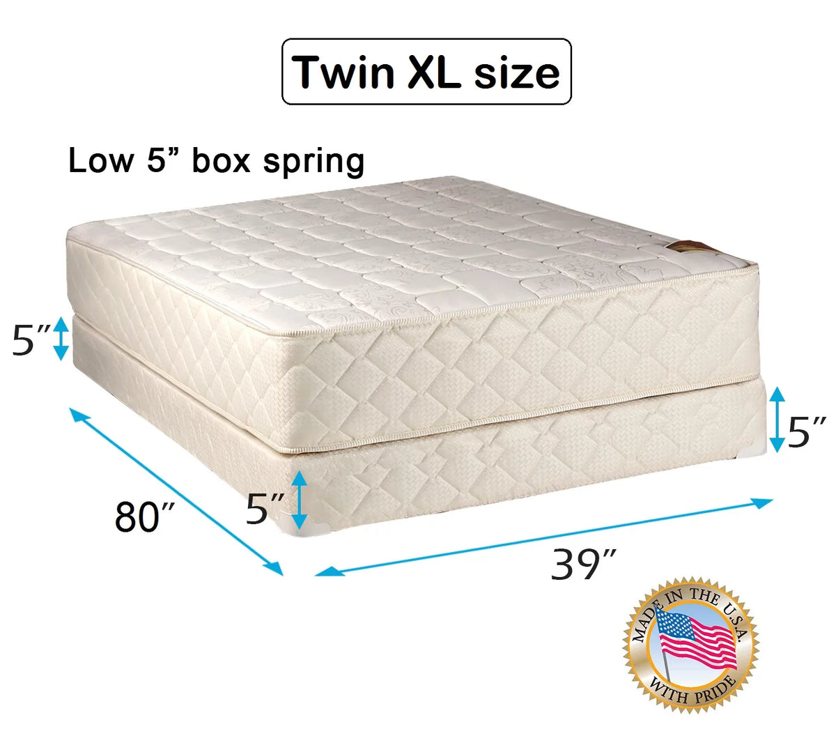 Twin Extra Long Mattress and Low Box Spring Set D30217