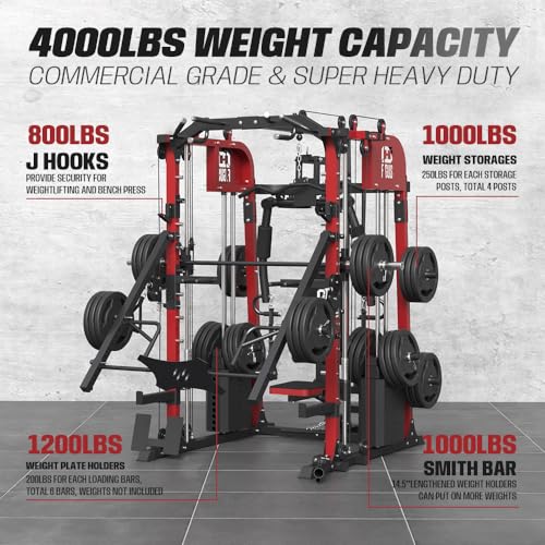 Commercial Smith Machine with Squat Rack and Cable Crossover T69652