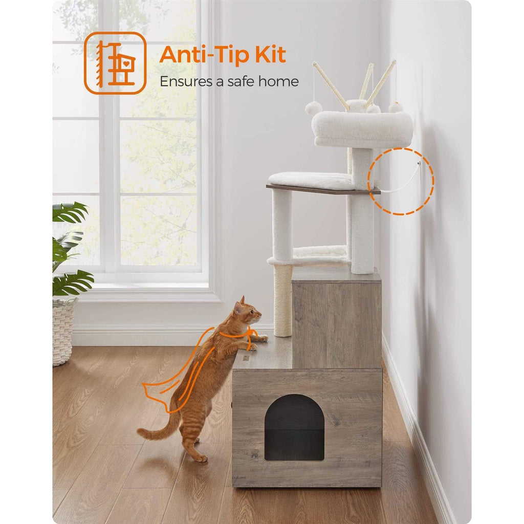 Cat Tree with Litter Box Enclosure 2-in-1 J621