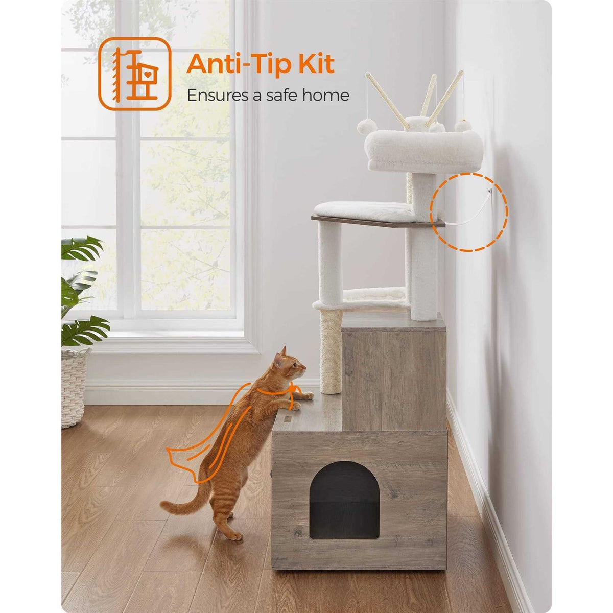 Cat Tree with Litter Box Enclosure 2-in-1 J621