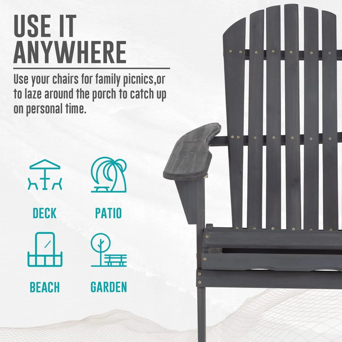 Folding Adirondack Chair Set of 2 Grey X533