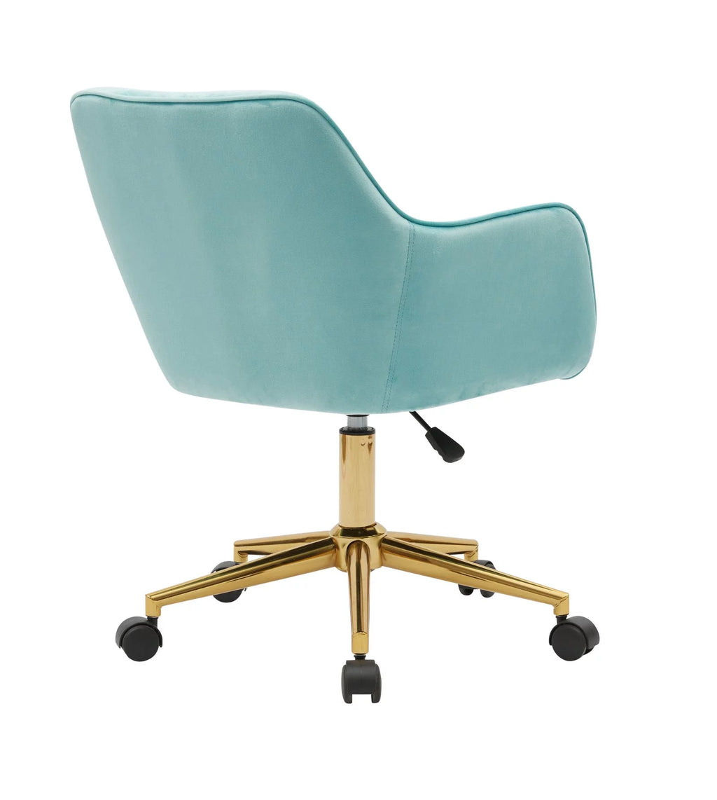 Aqua Light Blue Velvet Adjustable Height Office Chair F7496