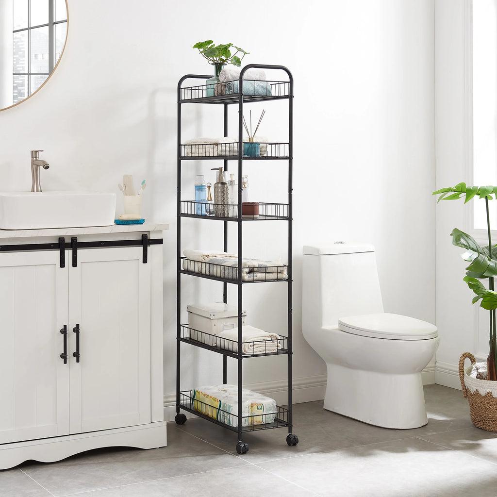 6 Tier Metal Wire Rolling Storage Cart with Baskets S72127
