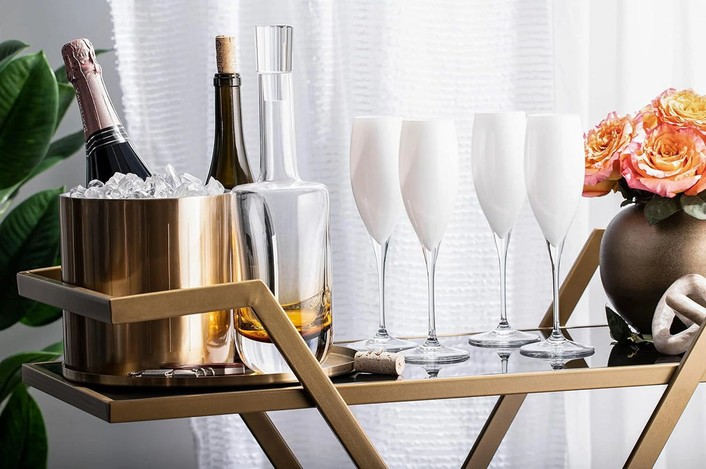 Champagne Flute Glasses Set Of 6 Crystal White 11 Oz Y1274