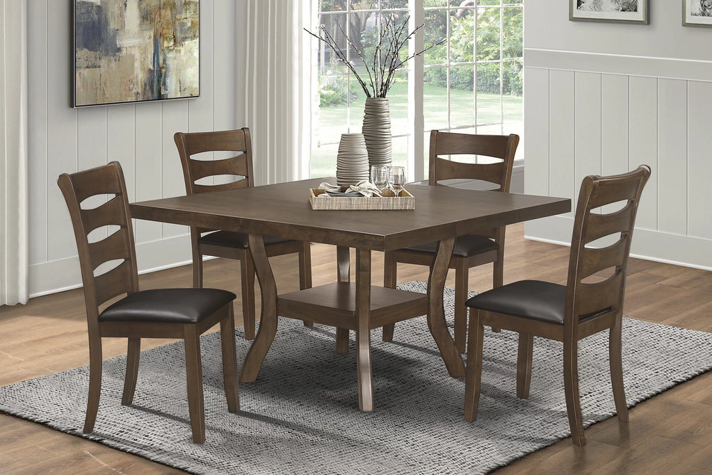 Brown Finish Wood Dining Table with Display Shelf Y4547