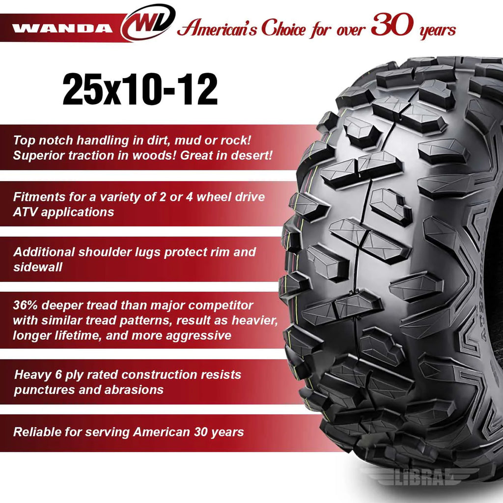 25X10-12 6PR ATV/UTV Tires Set 2 K504939