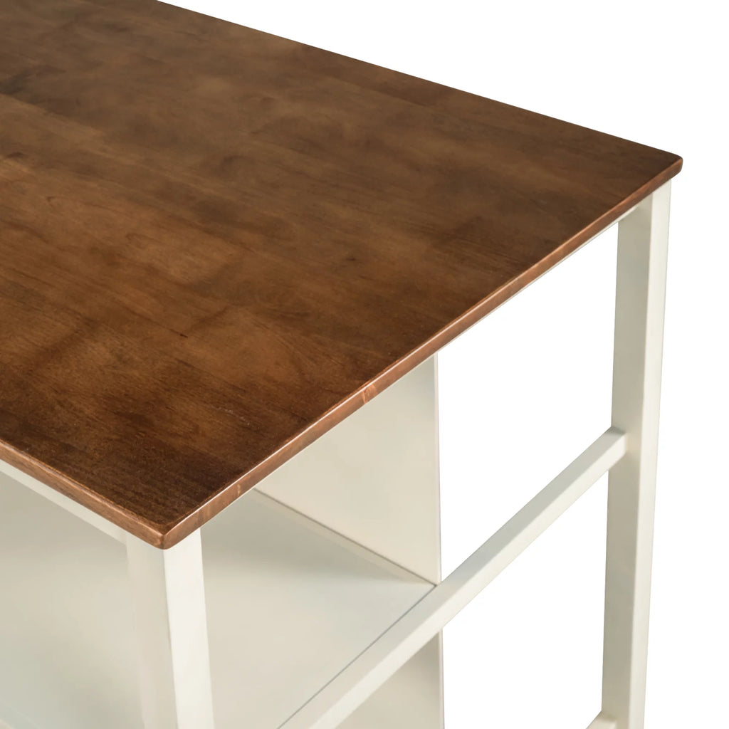Solid Wood Kitchen Island with 2 Open Shelves K284