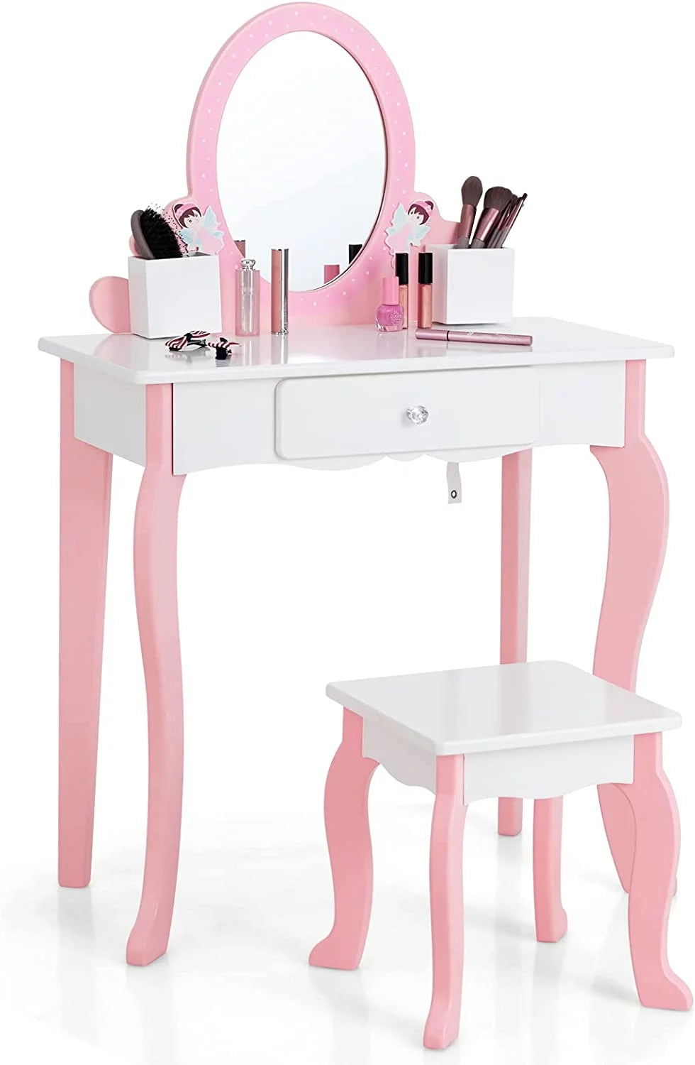 Kids Vanity Set with Mirror and Stool L515