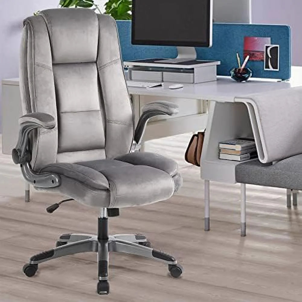 Leather Executive Office Desk Chair with Flip-up Arms R729