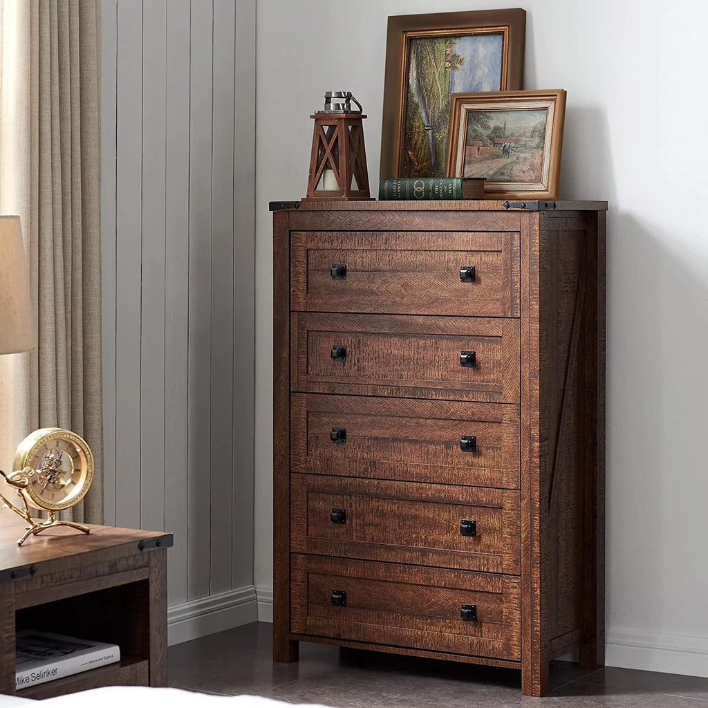 5 Drawer Wood Rustic Dresser K178