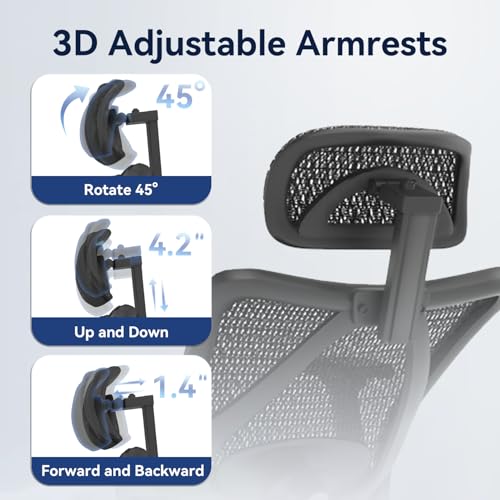 Black Ergonomic Mesh Office Chair with Footrest P9830