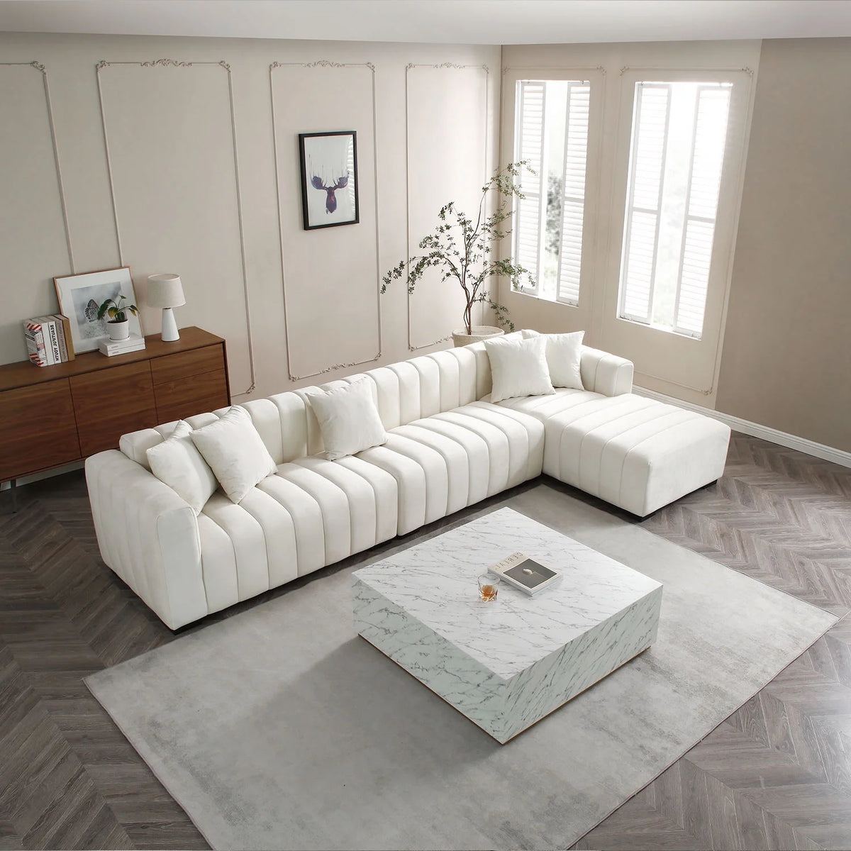 L-Shape Sectional Sofa with Right Chaise V26919