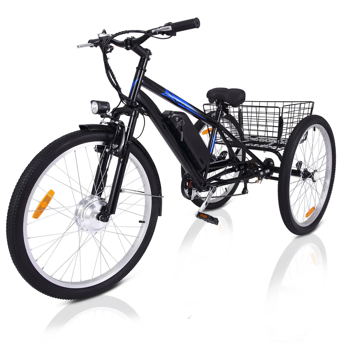 Electric Tricycle, 50 MI Long Range, 350W 36V 10AH Step-Thru, 3 Wheel Fat Tire, Black N38640