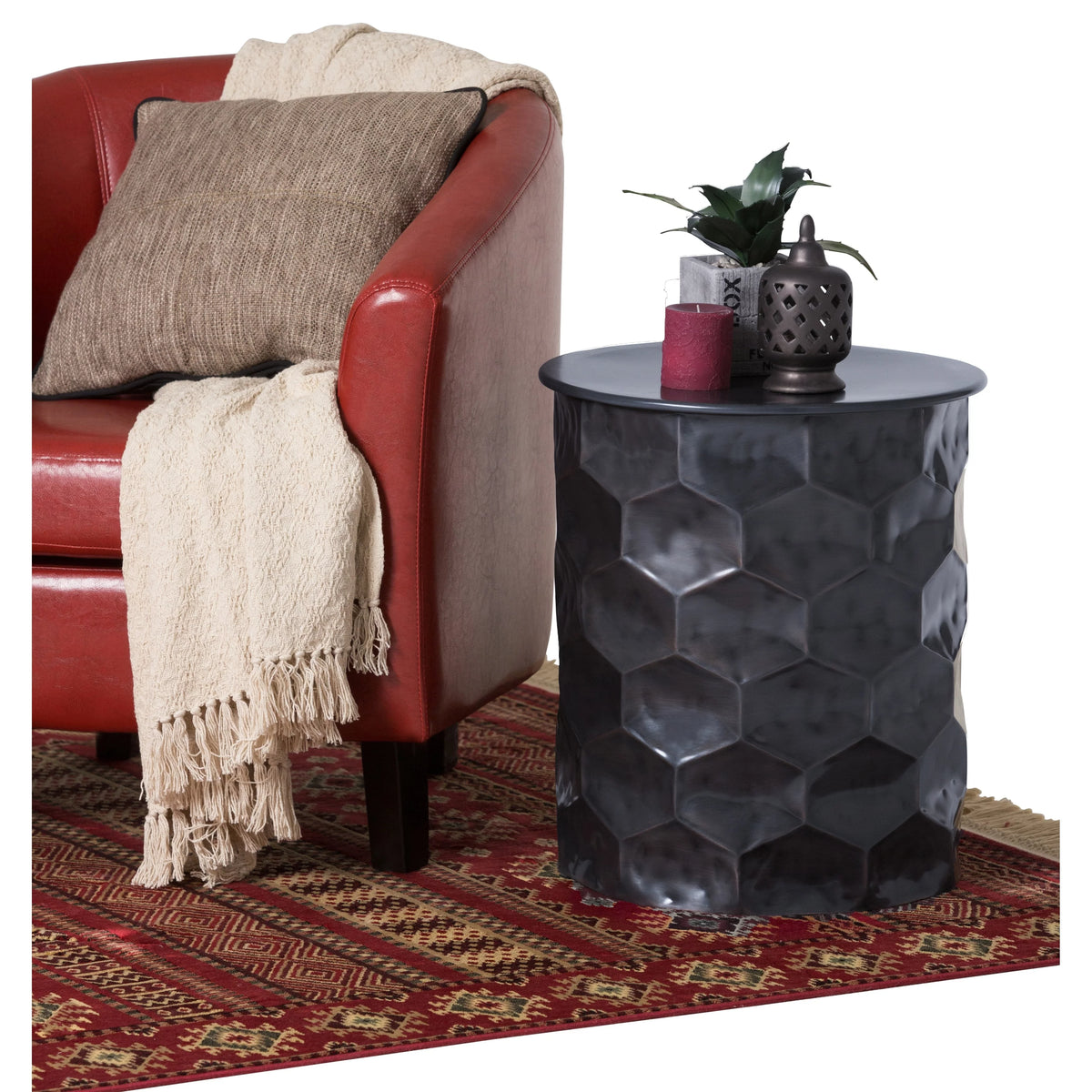 Bronze Metal Storage Accent Side Table K353203
