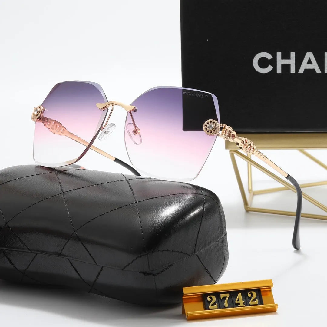 Frameless Rhinestone Flower Polarized Sunglasses U2517