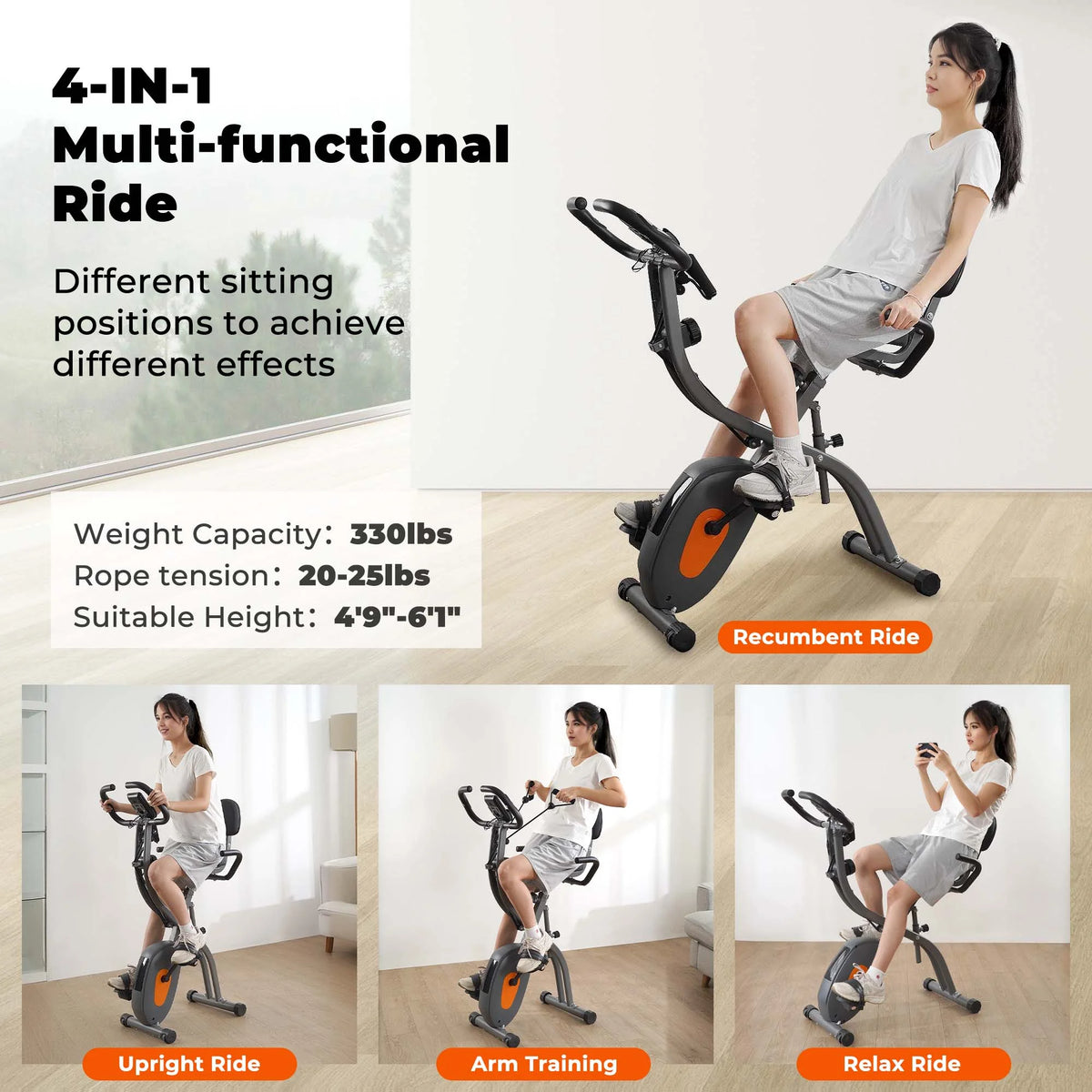 Folding 3-in-1 Recumbent Exercise Bike S694525