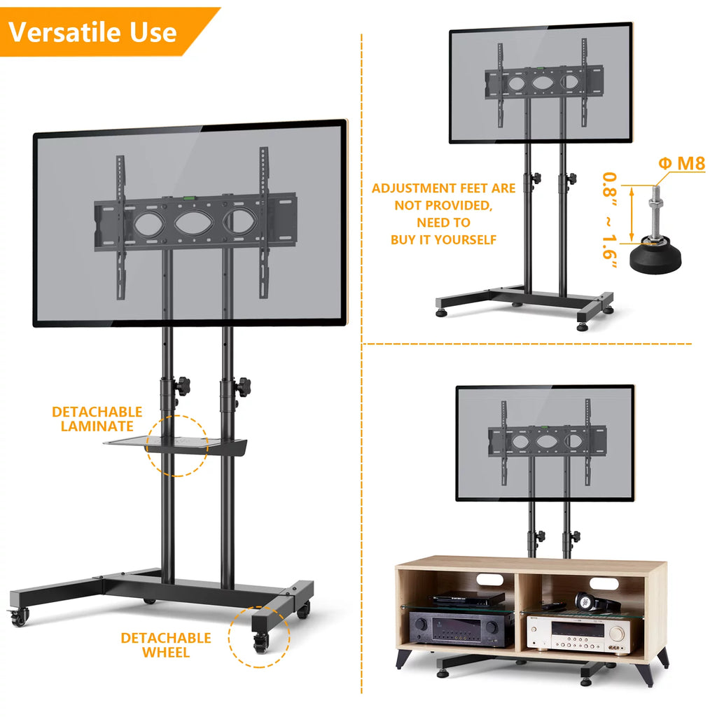 Black Rolling TV Cart for 32 to 65 inch TVs Z687
