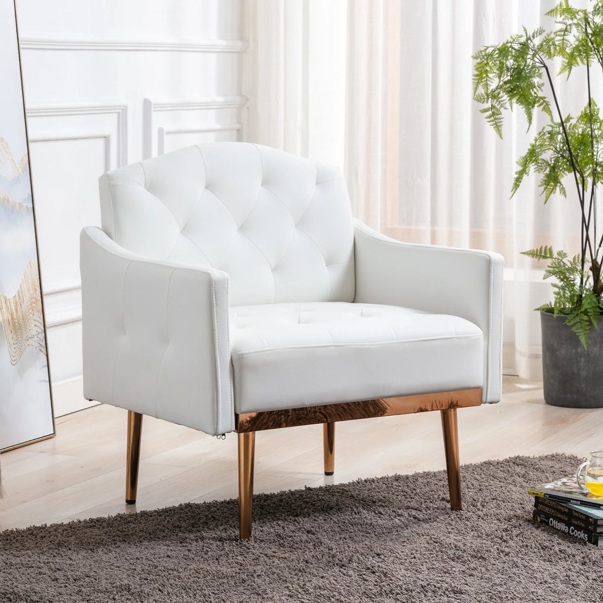 White PU Leather High-Back Accent Chair O2721