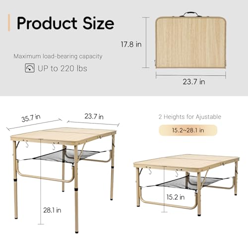 2Ft Adjustable Aluminum Folding Camping Table G12750