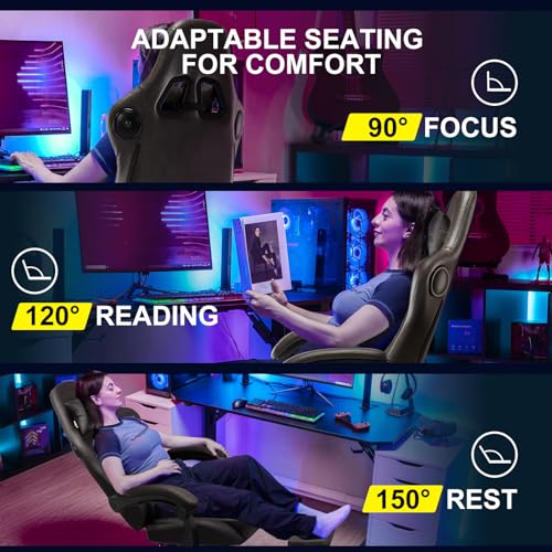 Gaming Chair with Speakers, Footrest, High Back Ergonomic Reclining C603