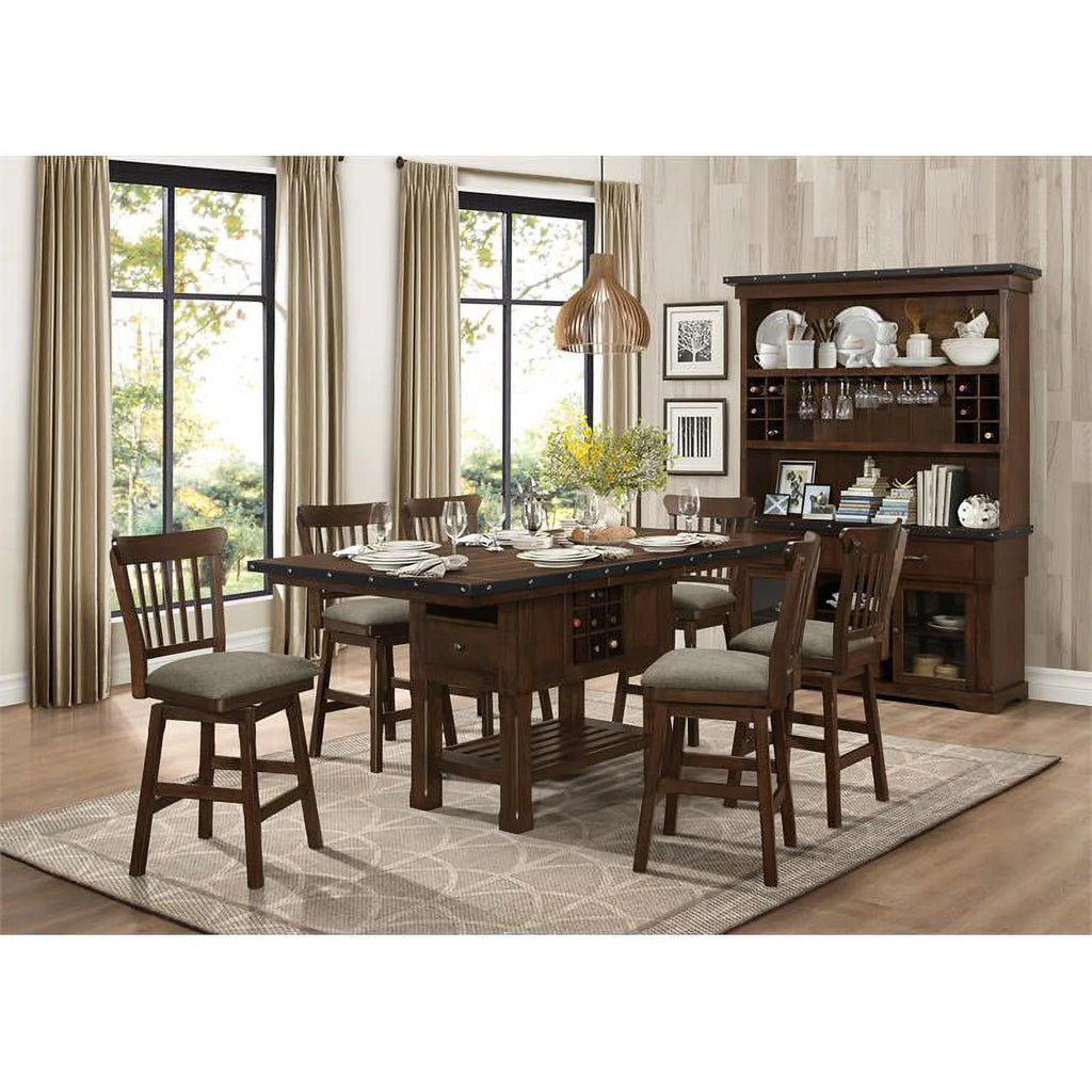 Wood Counter Height Dining Room Table in Dark Brown N885