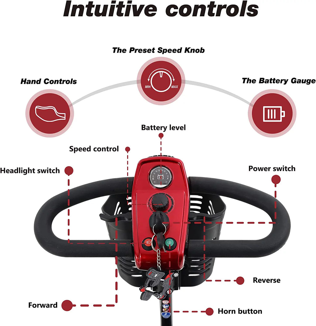 4 Wheel Folding Electric Mobility Scooter with Basket J572