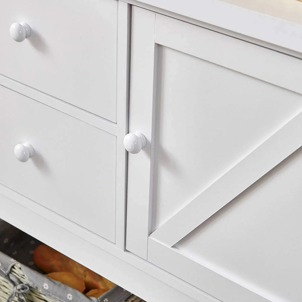 White Console Table with Drawers and Shelf H373