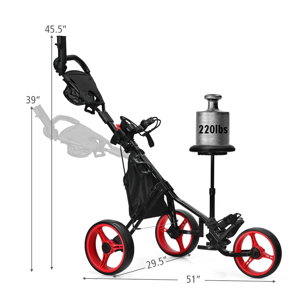 Folding 3 Wheels Golf Push Cart with Seat P897