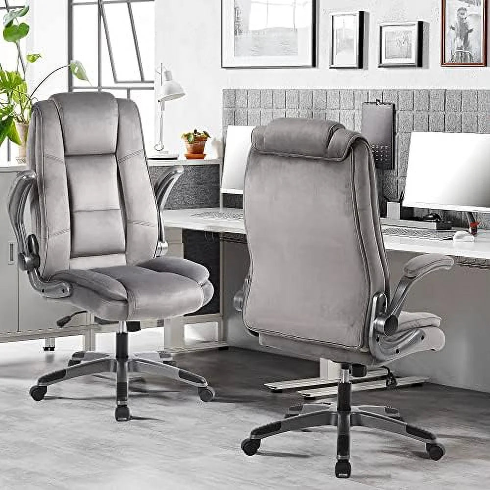 Leather Executive Office Desk Chair with Flip-up Arms R729