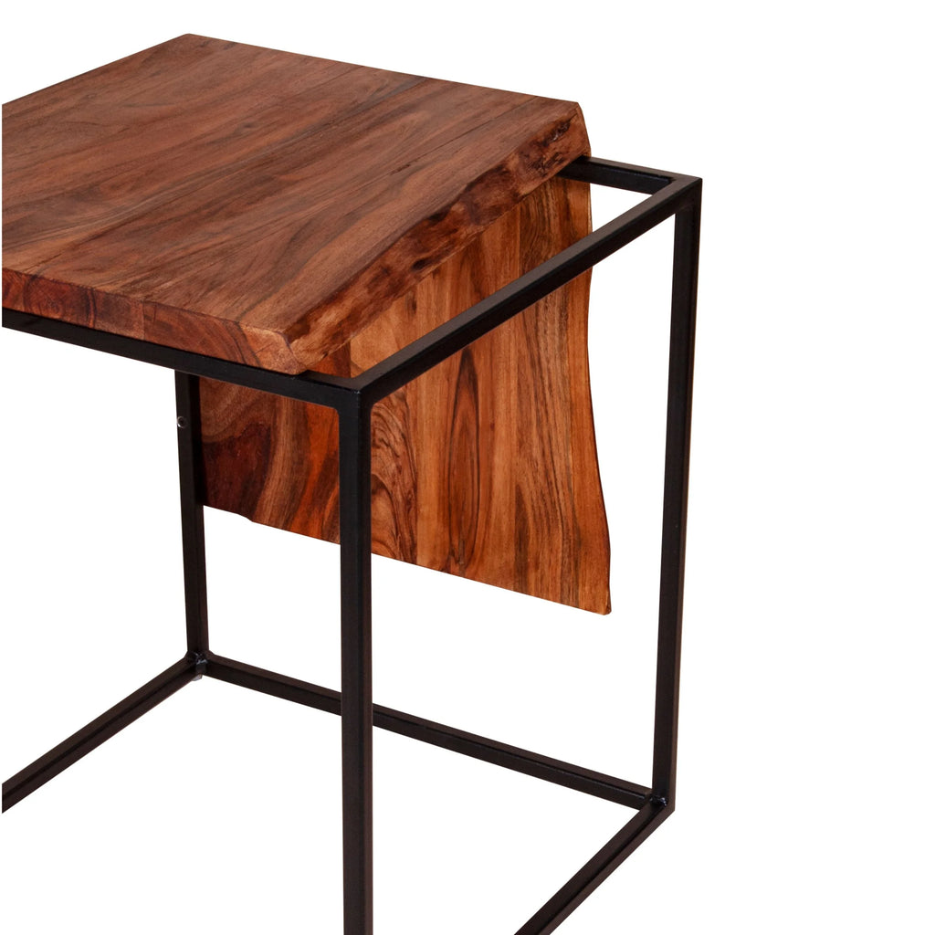 21 Inch Solid Acacia Wood Live Edge Side Table L899