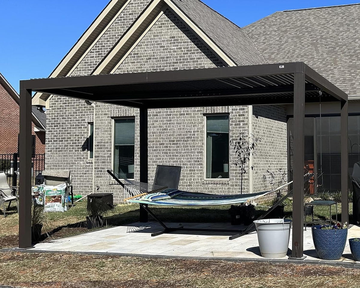 10' × 14' Aluminum Louvered Pergola O71045