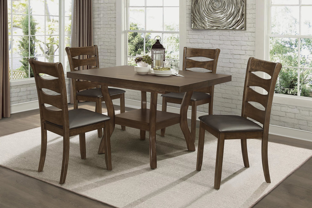 Brown Finish Wood Dining Table with Display Shelf Y4547