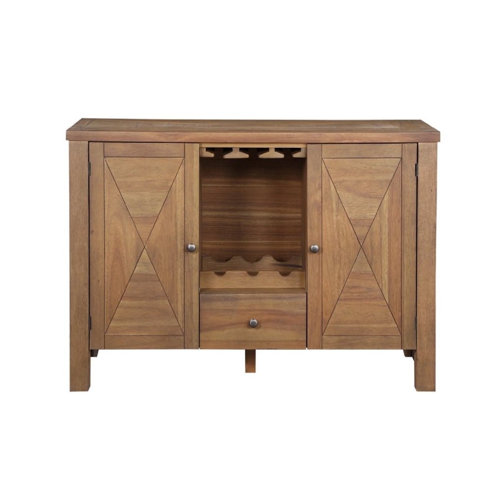 45" Wood Sideboard Buffet Bar Cabinet with Stemware Rack Rustic Brown I688626