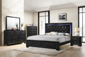 King Size Upholstery LED Bed Dresser Mirror Nightstand Set N127